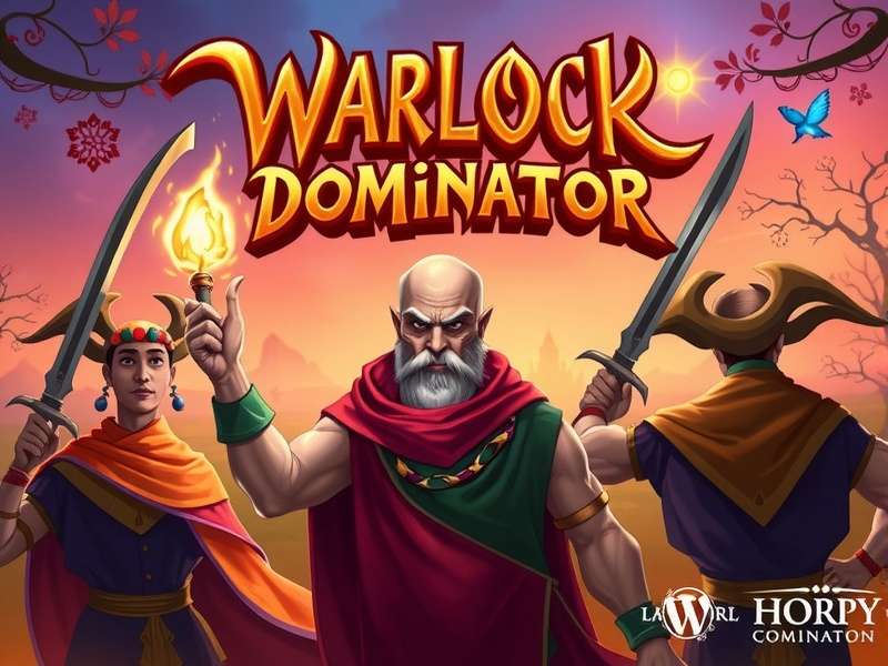 Warlock Fennel Dominator game banner showing magical characters and Indian-inspired landscapes